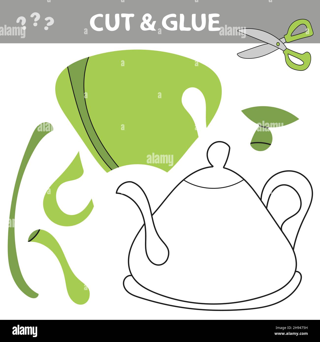 Cut and glue Simple game for kids. Cut parts of Teapot and glue them