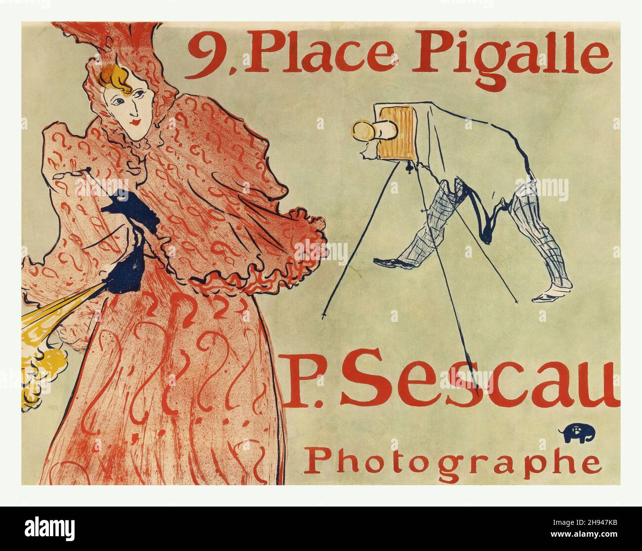 HENRI DE TOULOUSE-LAUTREC (French, 1864-1901) Le Photographe Sescau, 9 Place Pigalle Stock Photo