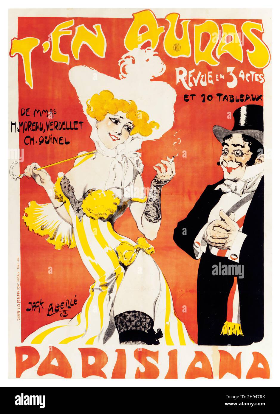 JACK ABEILLE (French, b. 1873). T-En Auras, 1903. Color poster. Parisiana. Stock Photo