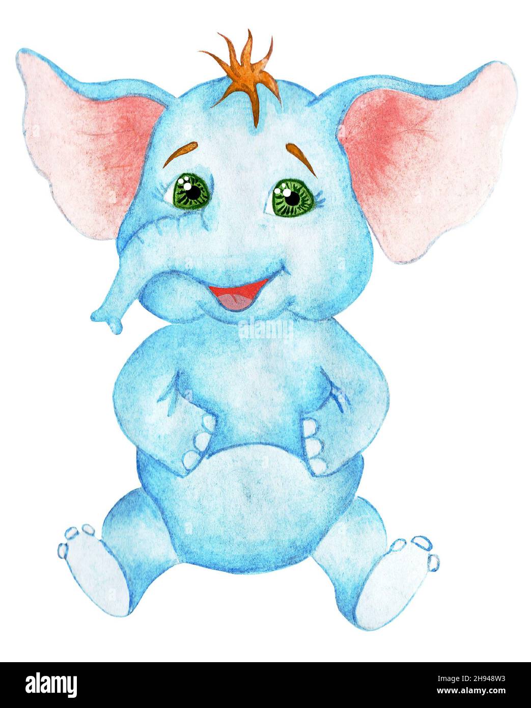 cute cartoon baby elephant with big eyes