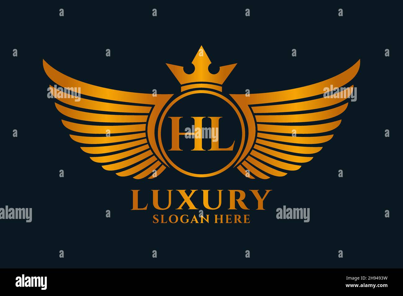 Luxury royal wing Letter HL crest Gold color Logo vector, Victory logo ...