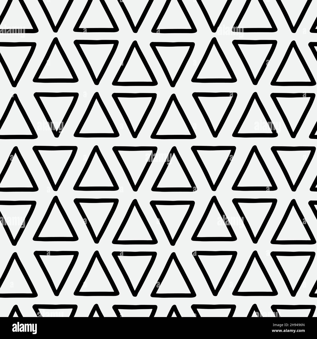 Abstract hand drawn seamless pattern with triangles, black and white texture. Stock Vector