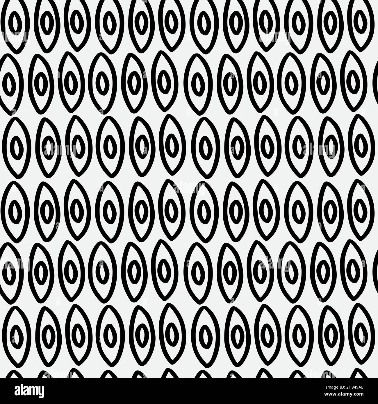 Abstract hand drawn seamless pattern, black and white oval texture. Stock Vector