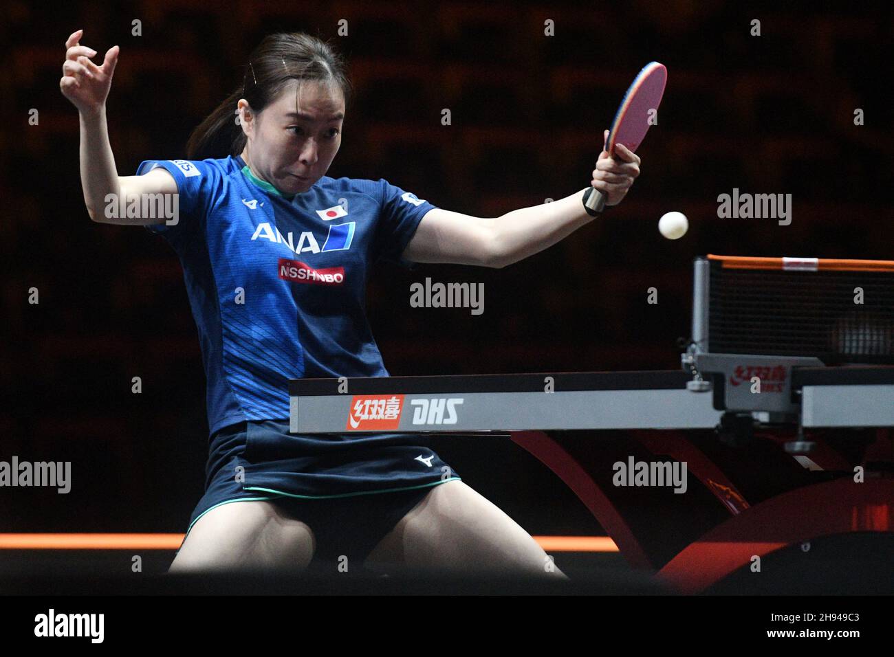 Singapore. 4th Dec, 2021. Ishikawa Kasumi of Japan hits a return during