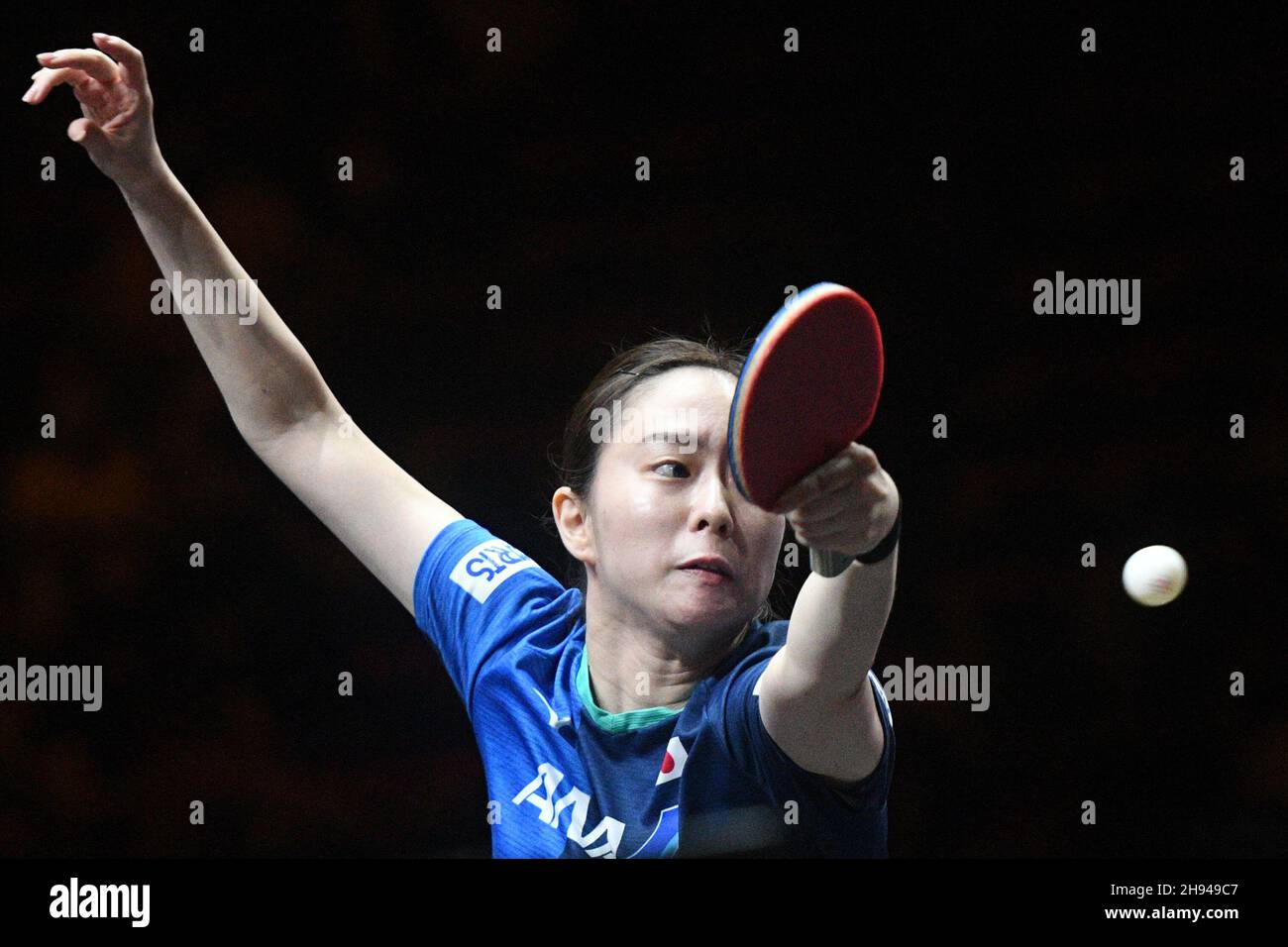 Singapore. 4th Dec, 2021. Ishikawa Kasumi of Japan hits a return during