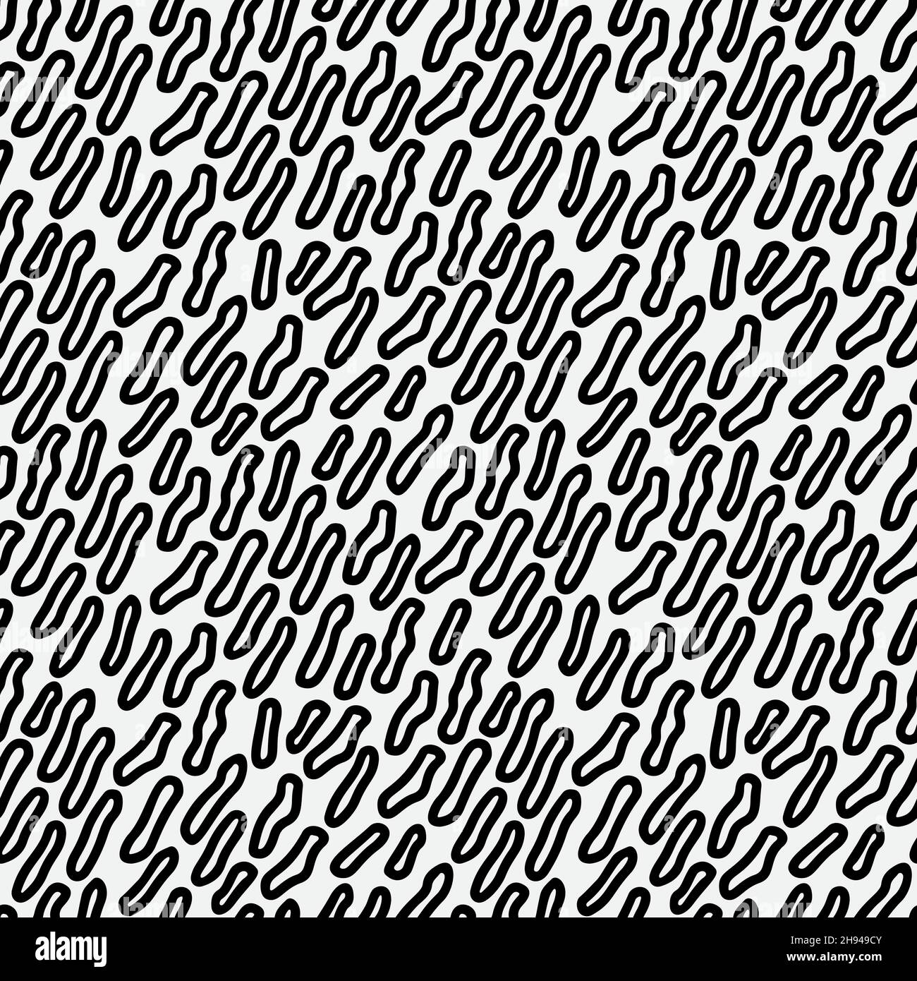 Abstract hand drawn seamless pattern with free form shape elements. Black and white texture. Stock Vector