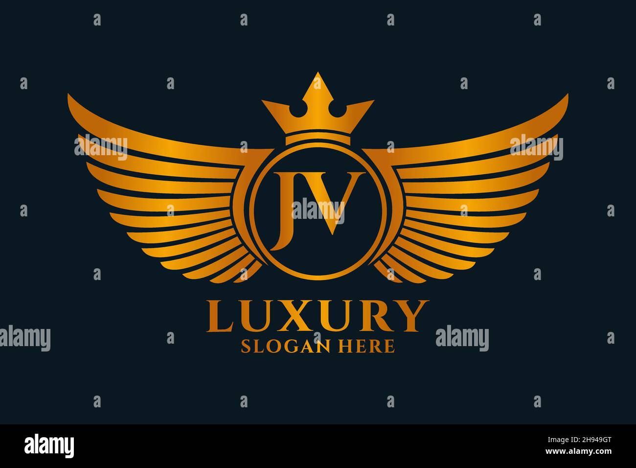 Luxury royal wing Letter JV crest Gold color Logo vector, Victory logo ...
