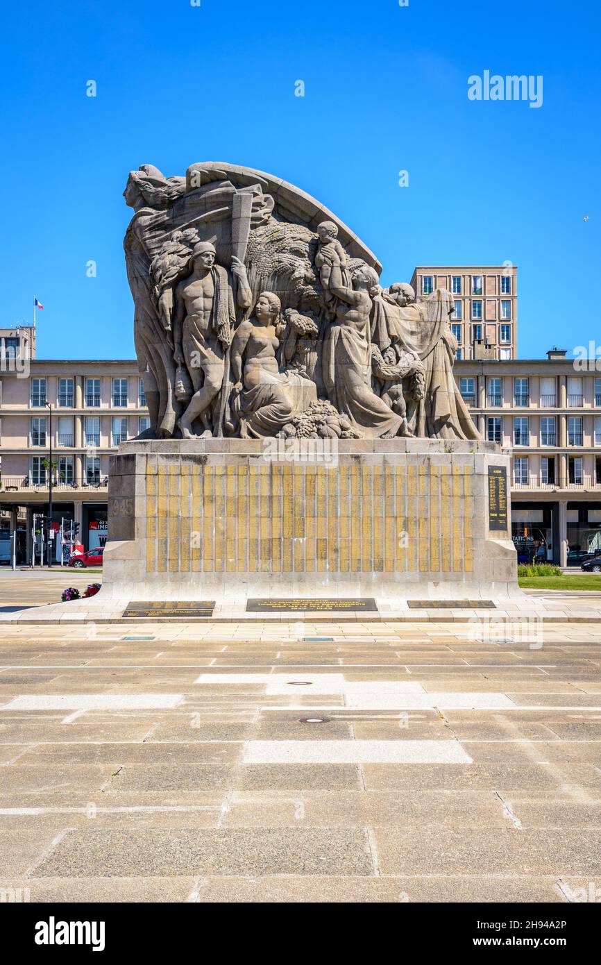 World war memorial in Le Havre, France. Stock Photo