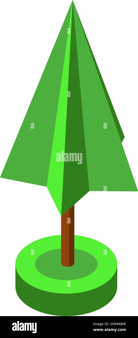 green ismetric tree vector illustration element for game design. Stock Vector