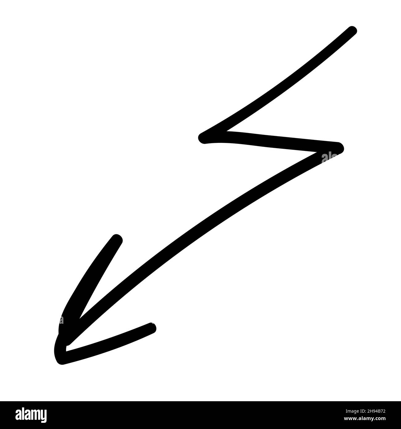 black zigzag arrow doodle. Lightning Bolt Icon handdrawn vector illustration Stock Vector