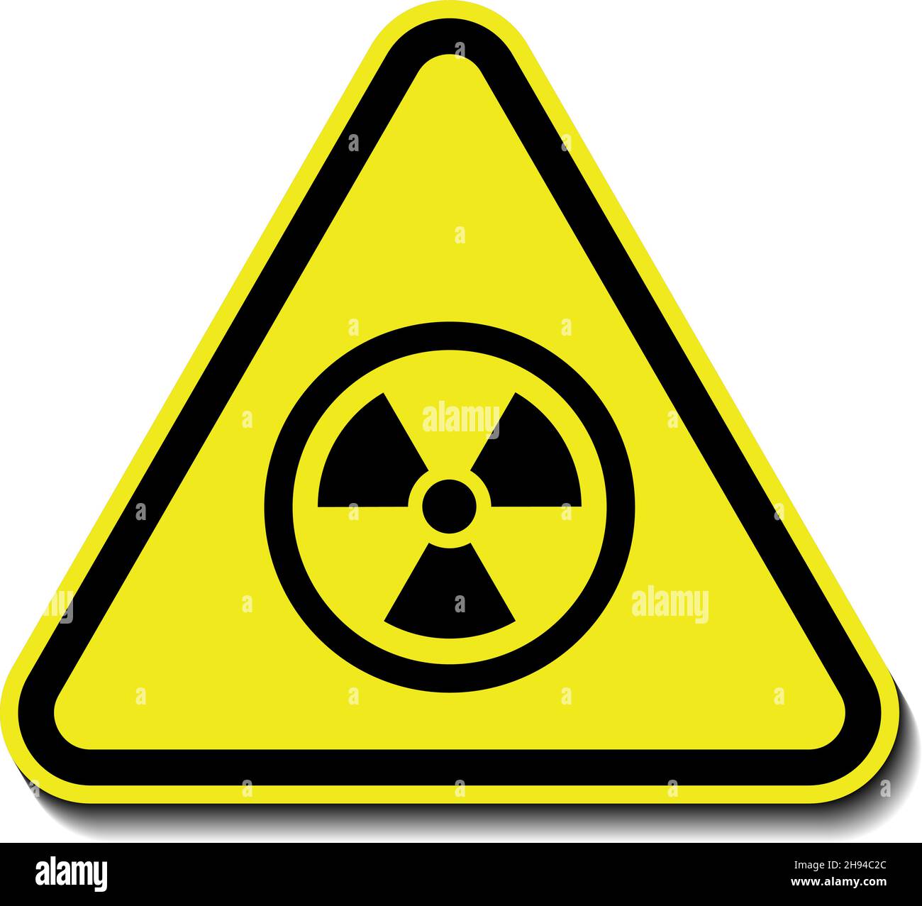Radiation warning yellow sign vector icon isolated on white background