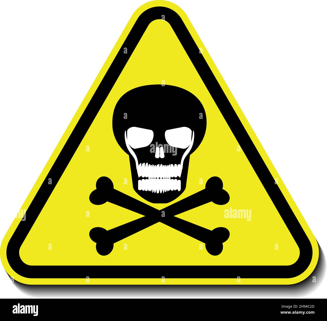 Warning sign with skull and crossbones on the yellow triangle. Poison