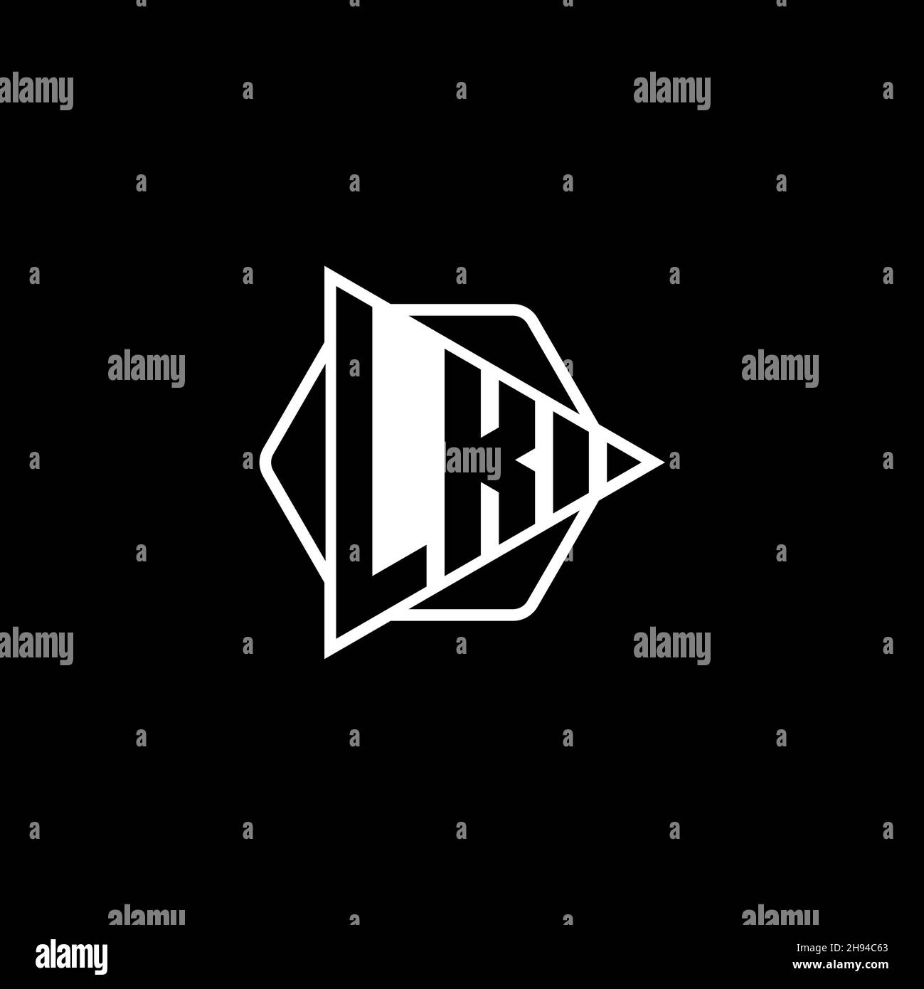 LK Monogram logo letter with triangle play button shape hexagonal rounded. Triangle circle monogram logo, triangle shield logo letter. Stock Vector