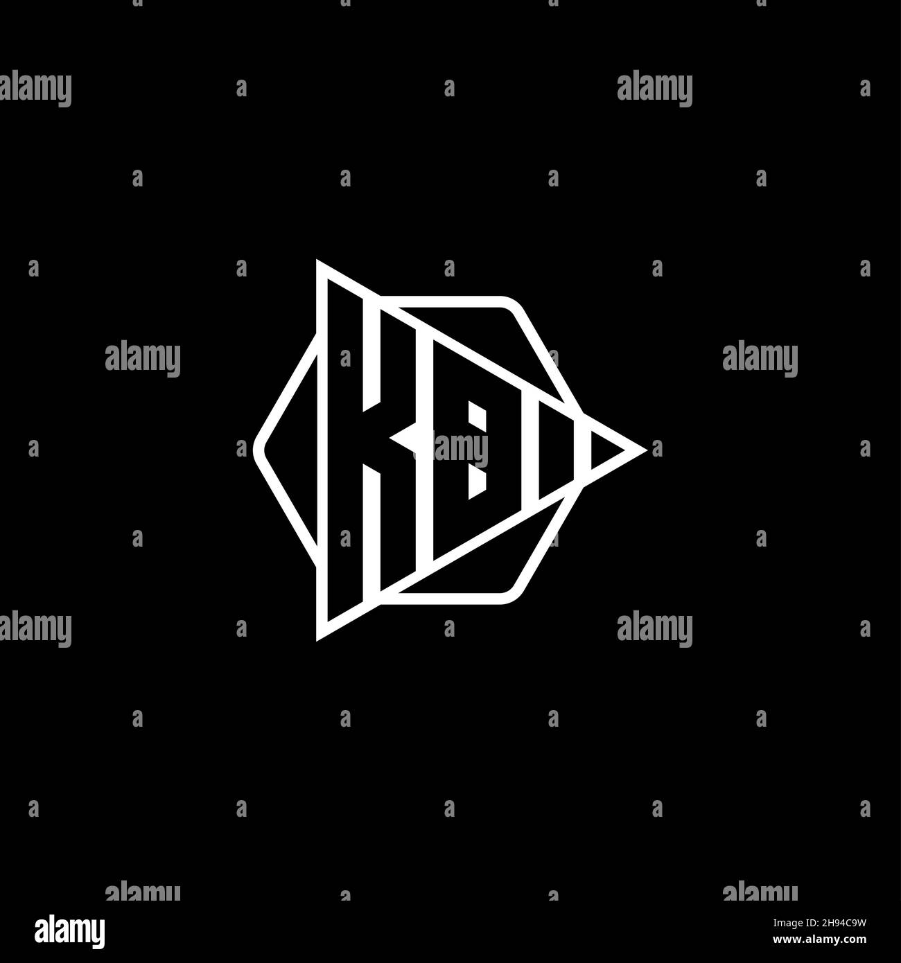 KB Monogram logo letter with triangle play button shape hexagonal rounded. Triangle circle monogram logo, triangle shield logo letter. Stock Vector
