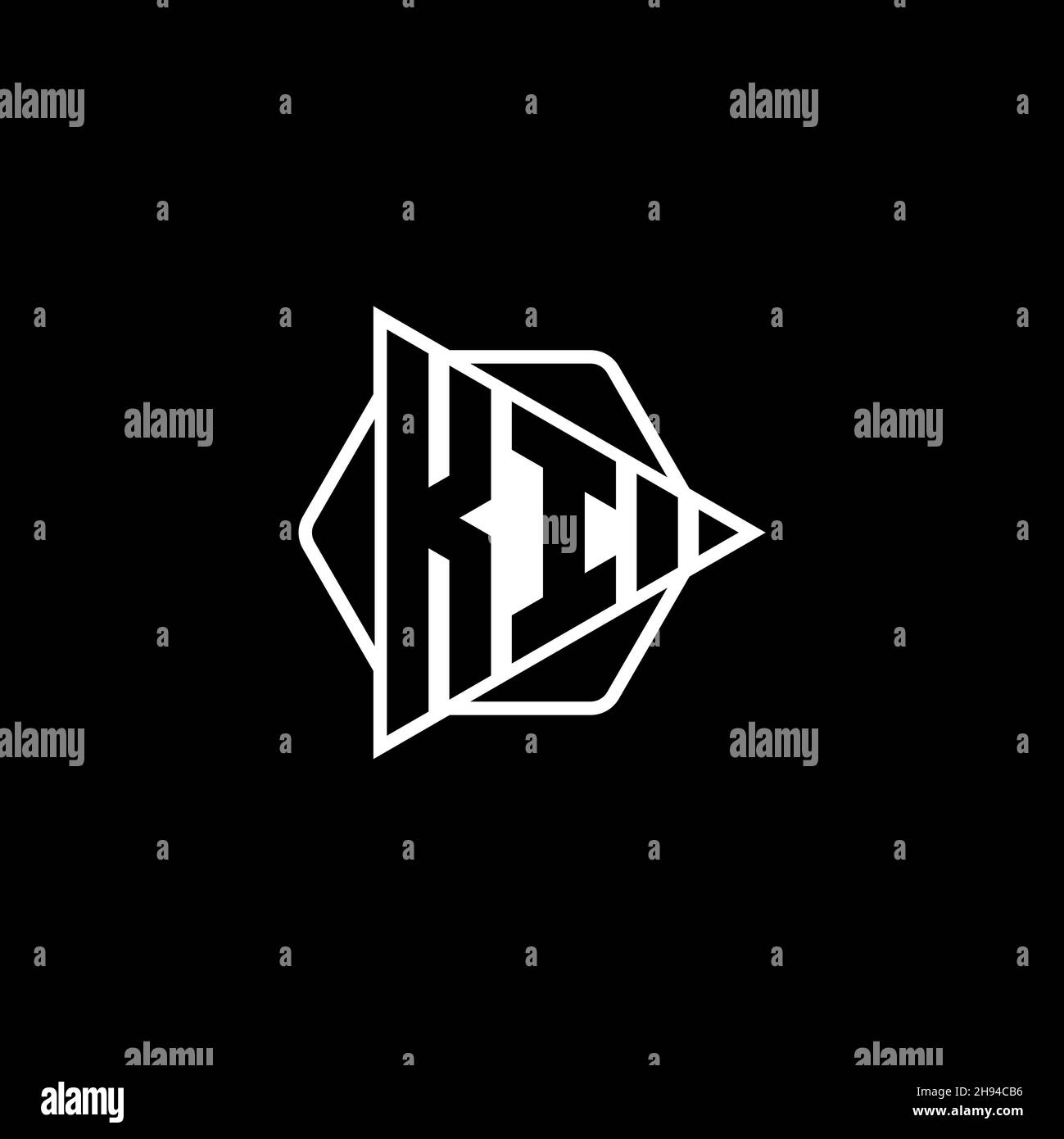 KI Monogram logo letter with triangle play button shape hexagonal rounded. Triangle circle monogram logo, triangle shield logo letter. Stock Vector