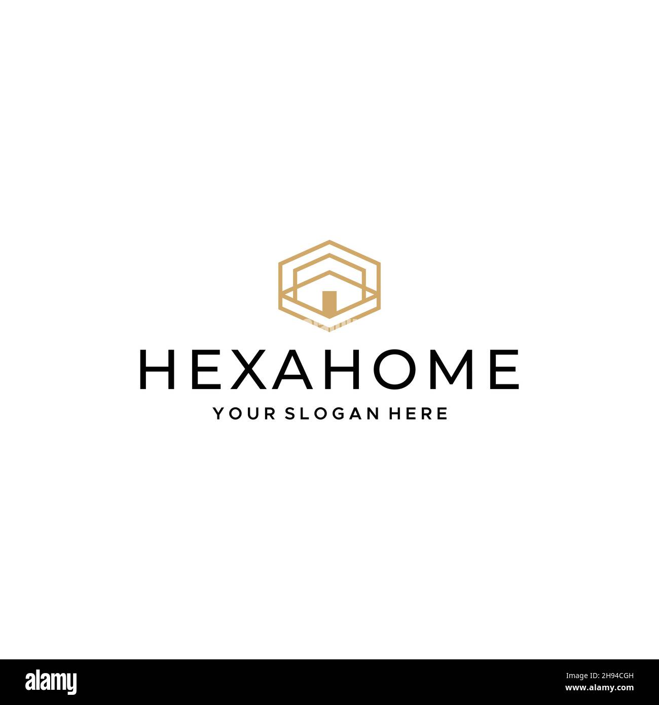 minimalist HEXAHOME building apartment logo design Stock Vector