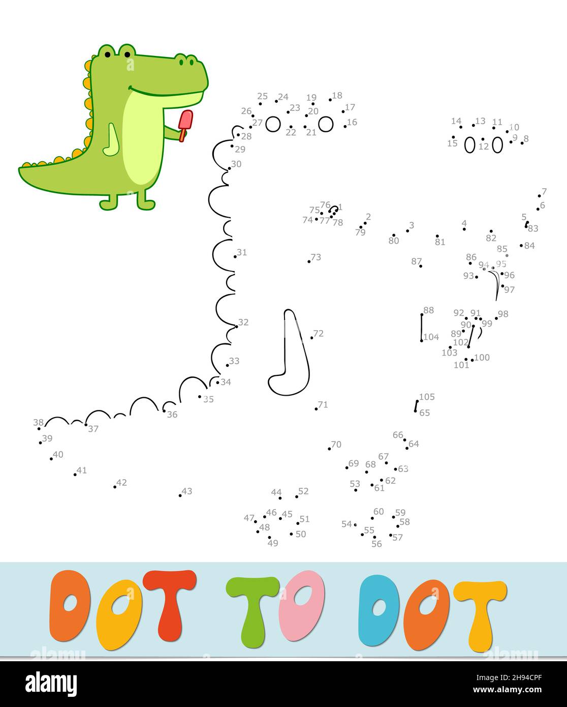 Dot to dot puzzle for children. Connect dots game. Alligator ...
