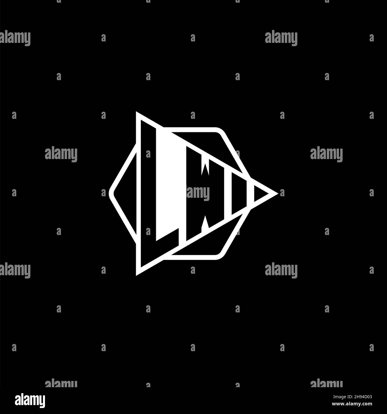 LW Monogram logo letter with triangle play button shape hexagonal rounded. Triangle circle monogram logo, triangle shield logo letter. Stock Vector