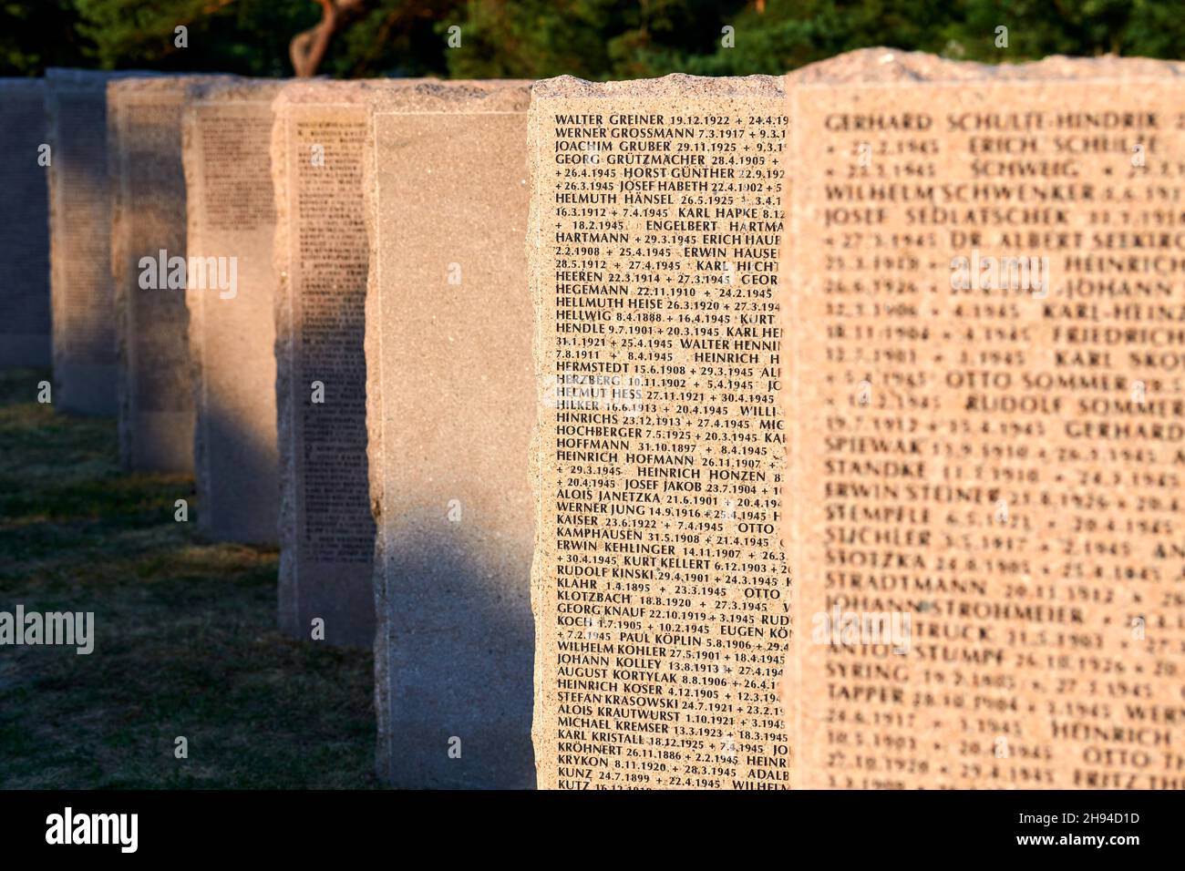 Baltiysk, Russia - 07.30.2021 - Memorials with names of fallen soldiers during Eastern Front World War II. International memorial burial in Baltiysk. Stock Photo