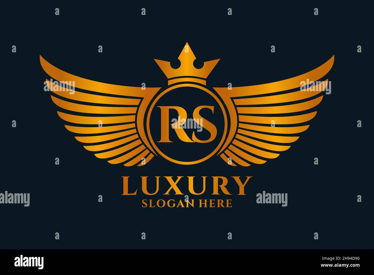Luxury royal wing Letter RS crest Gold color Logo vector, Victory logo ...