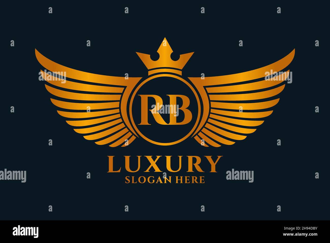 Luxury royal wing Letter RB crest Gold color Logo vector, Victory logo ...