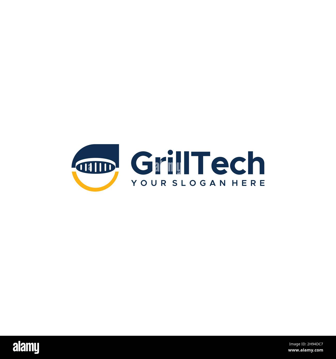 minimalist GrillTech message bubble logo design Stock Vector