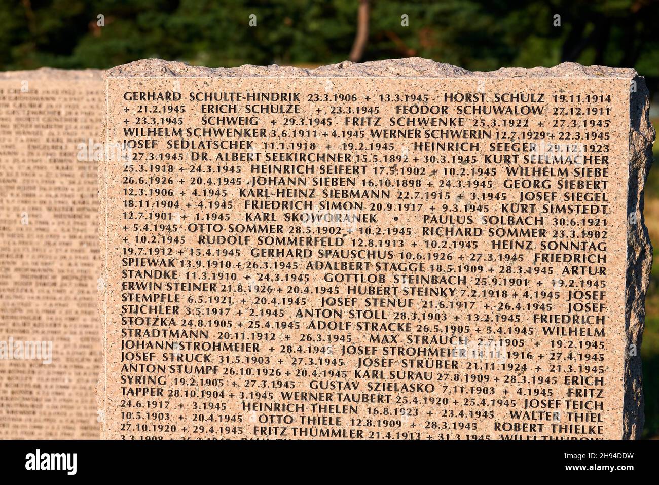 Baltiysk, Russia - 07.30.2021 - Memorials with names of fallen soldiers during Eastern Front World War II. International memorial burial in Baltiysk. Stock Photo