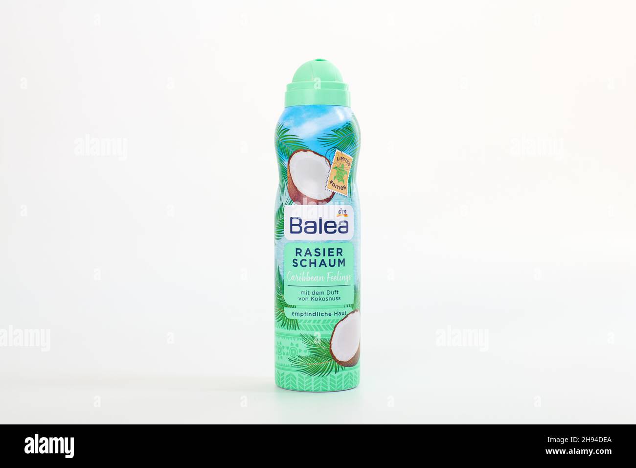 Kaliningrad, Russia 09.11.2021 Balea shaving foam, isolated on