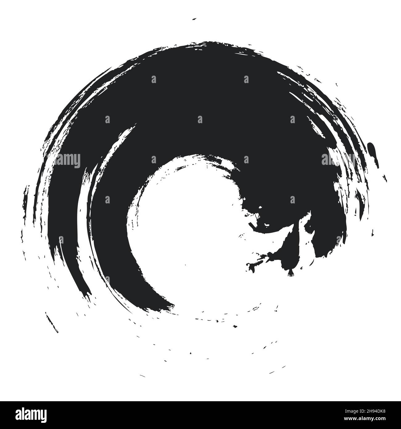 Black Grunge Background. Circle Brush Stroke . Stock Vector