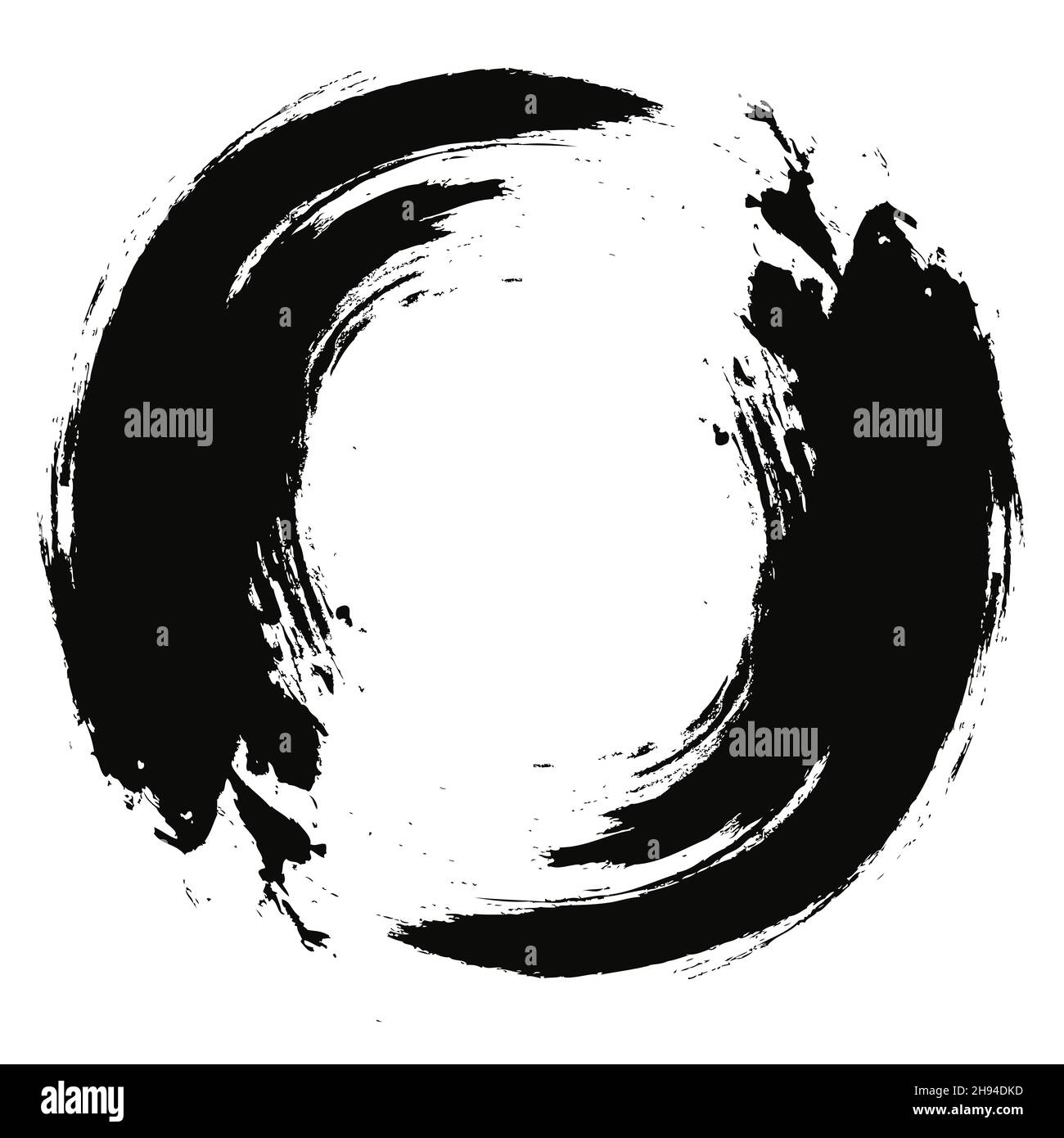 Black Grunge Background. Circle Brush Stroke . Stock Vector