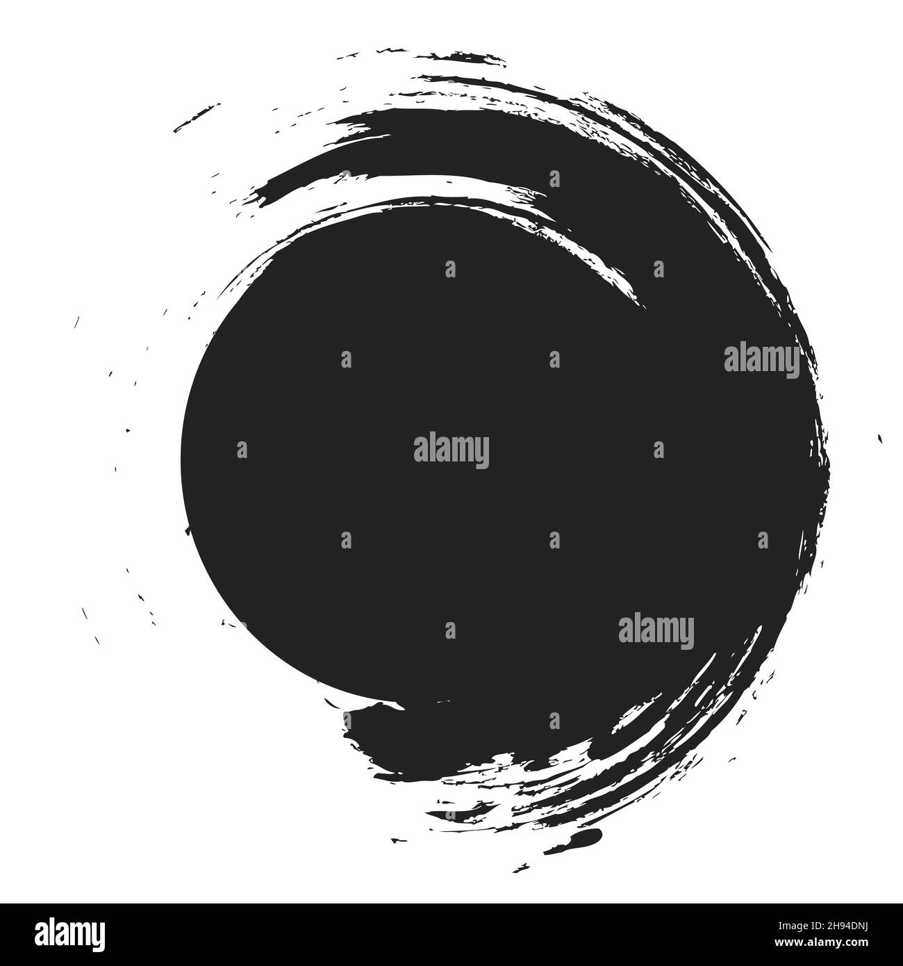 Black Grunge Background. Circle Brush Stroke . Stock Vector
