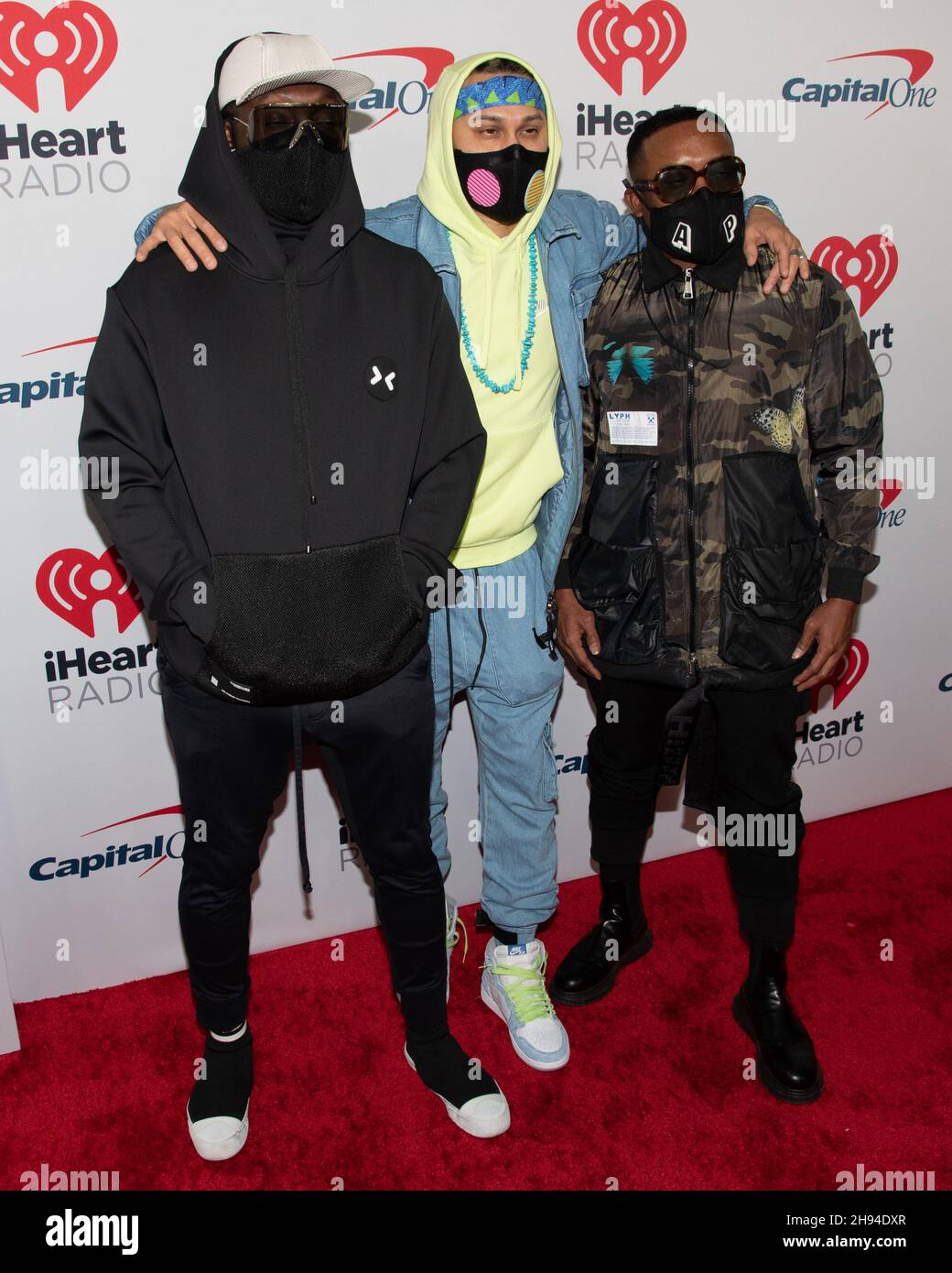December 3, 2021, Los Angeles, California, USA: (L-R) will.i.am, Taboo, and apl.de.ap of Black Eyed Peas attend iHeartRadio 102.7 KIIS FM Jingle Ball. (Credit Image: © Billy Bennight/ZUMA Press Wire) Stock Photo