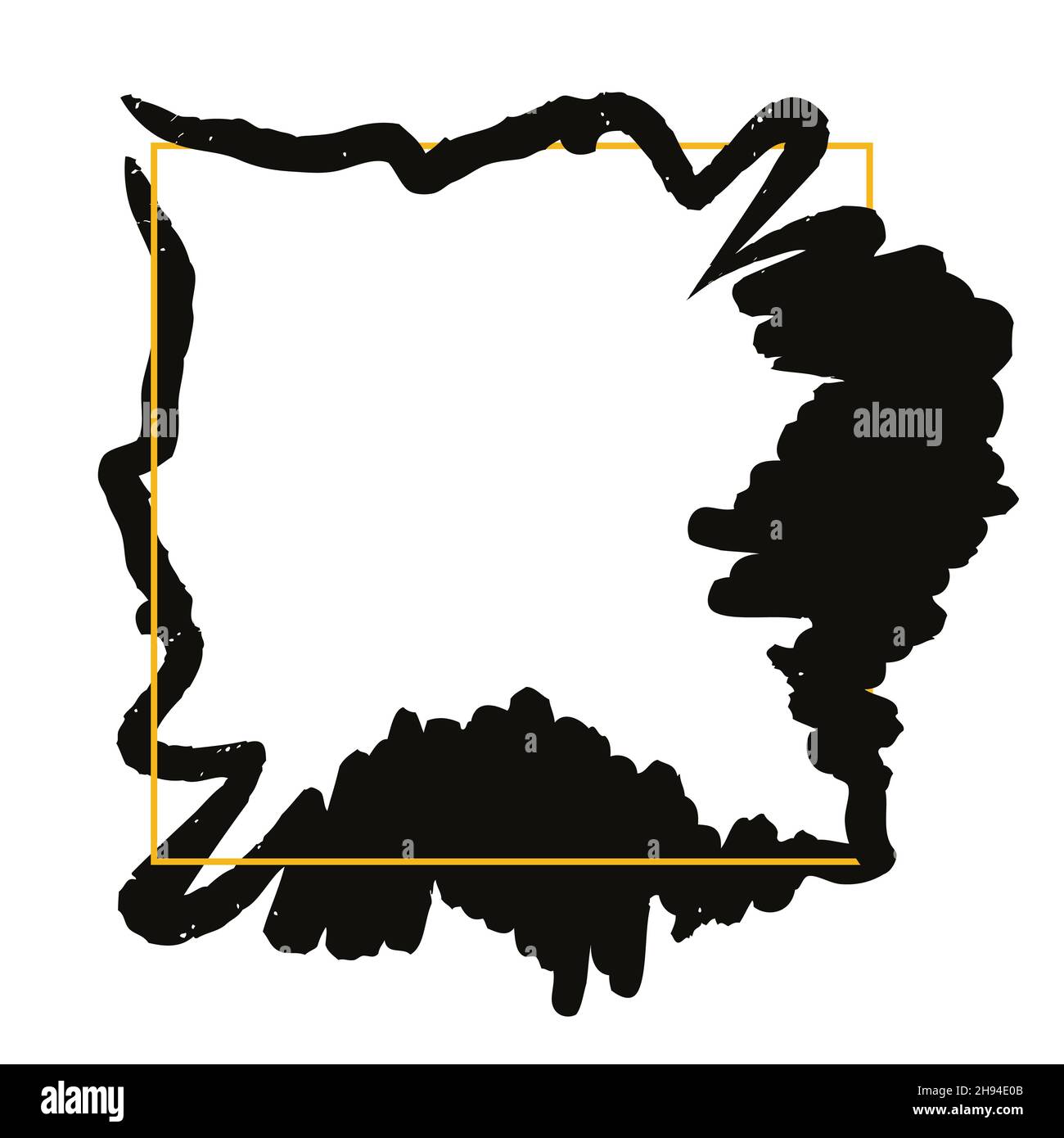 Abstract background. Ink brush strokes with frame. Stock Vector