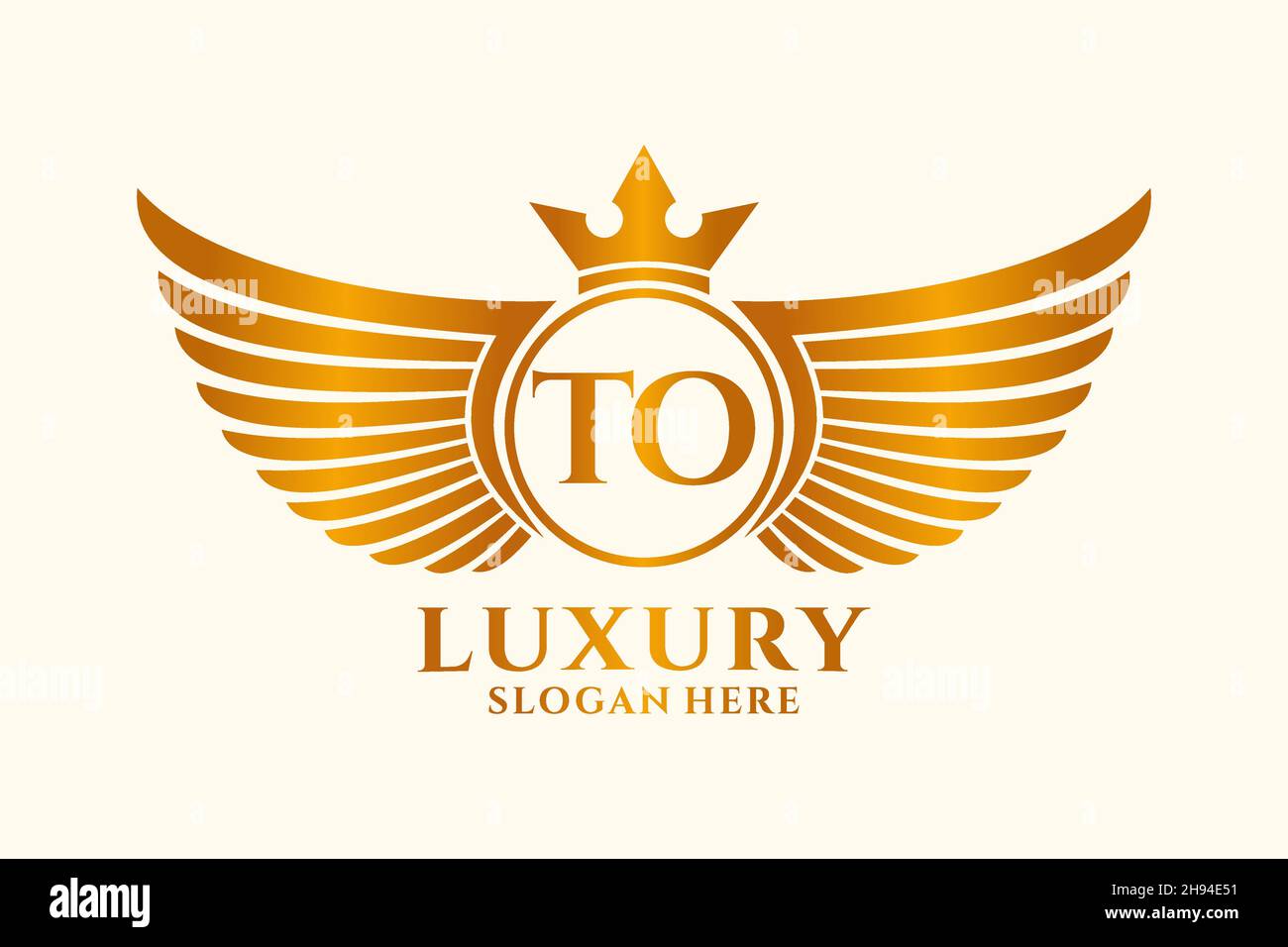Luxury royal wing Letter TO crest Gold color Logo vector, Victory logo, crest logo, wing logo, vector logo . Stock Vector