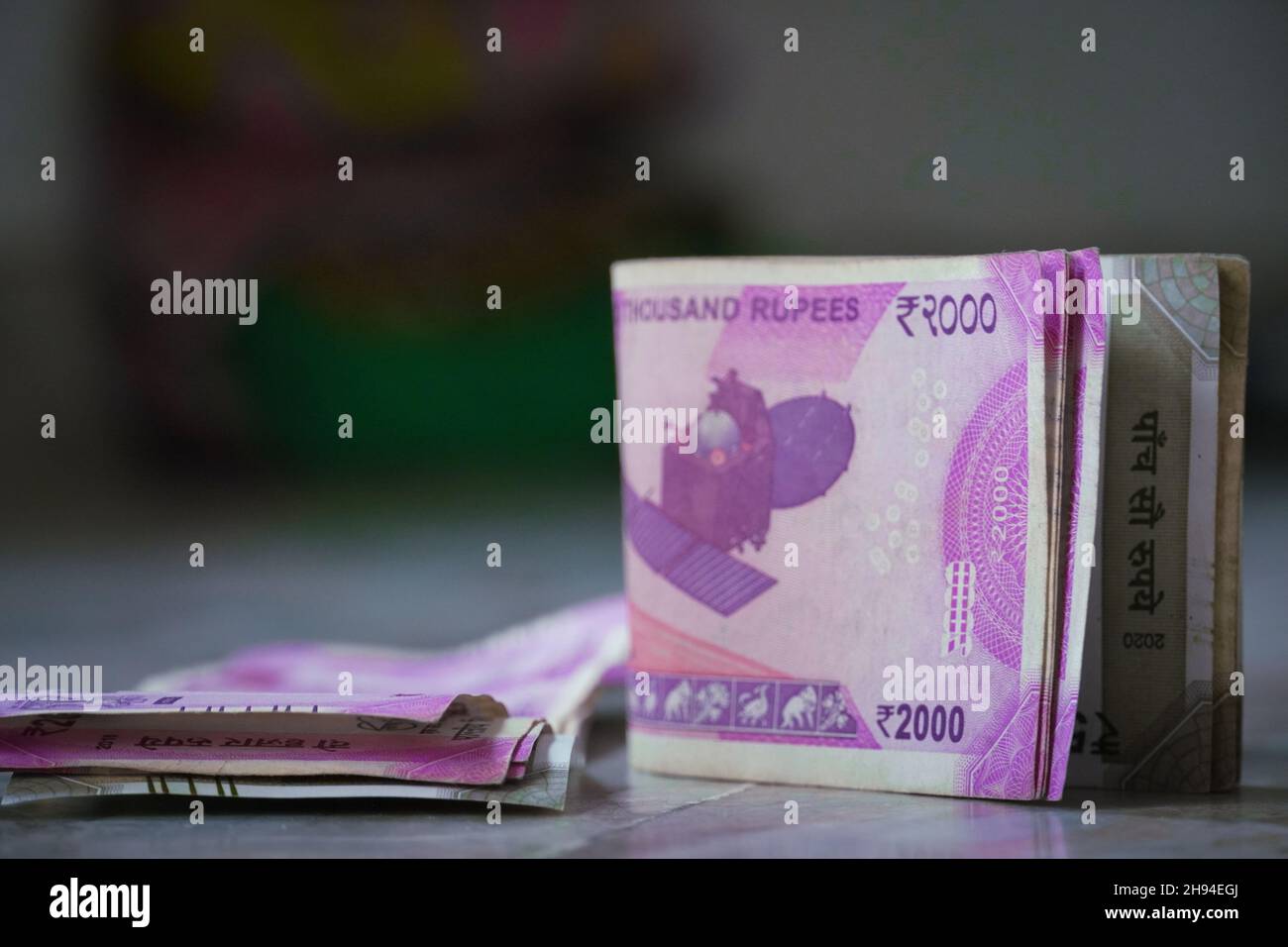Indian money and banknotes, 2000 rupees Stock Photo