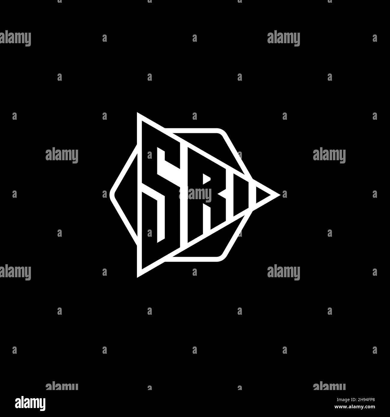 SR Monogram logo letter with triangle play button shape hexagonal rounded. Triangle circle monogram logo, triangle shield logo letter. Stock Vector