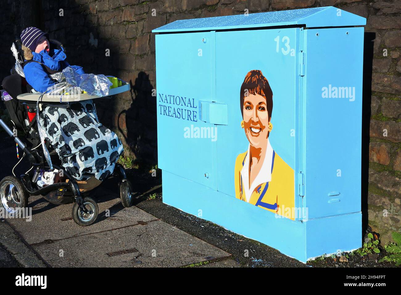 A painted BT telephone exchange of actor Ruth Madoc's character Gladys