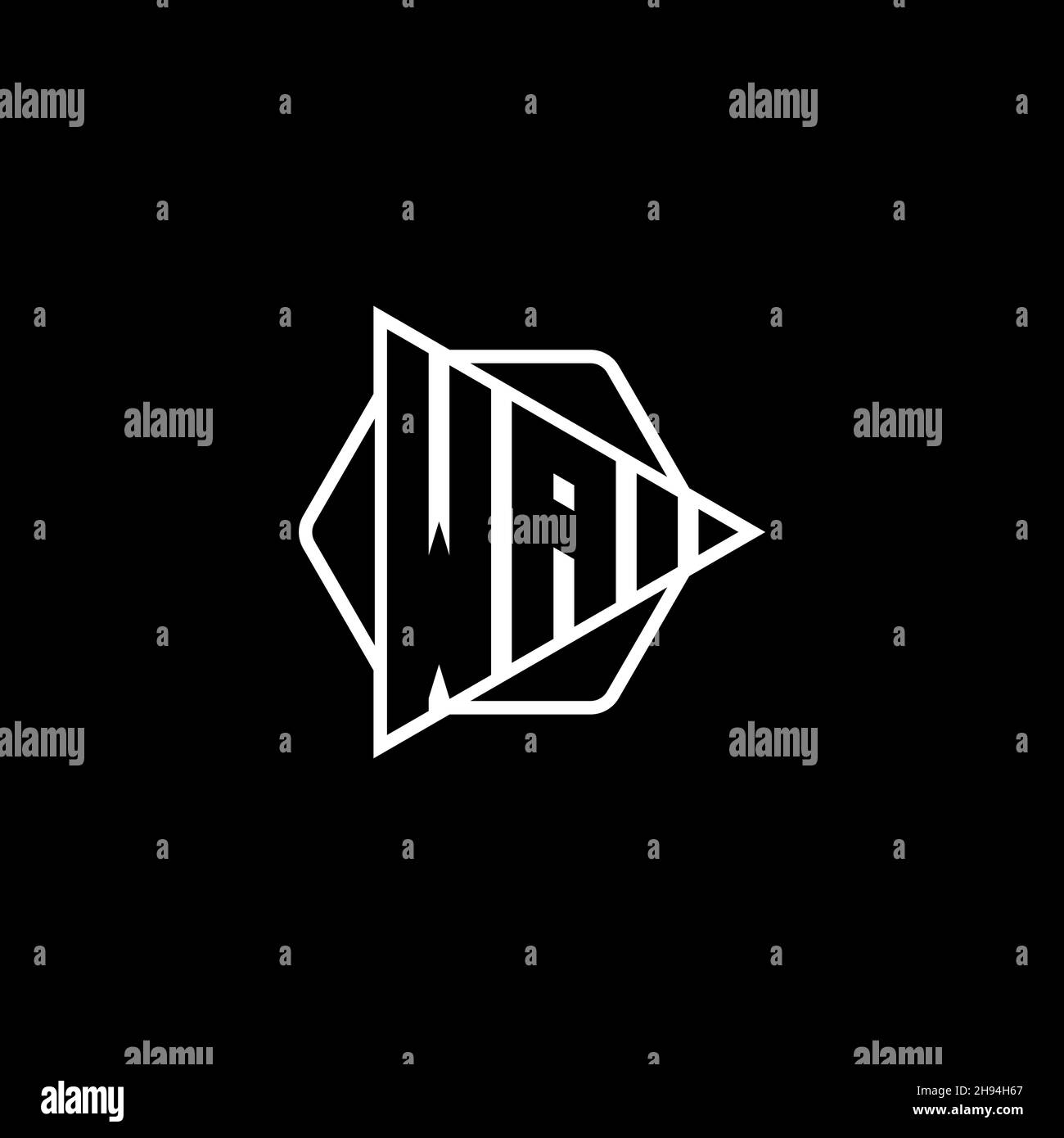 WA Monogram logo letter with triangle play button shape hexagonal rounded. Triangle circle monogram logo, triangle shield logo letter. Stock Vector