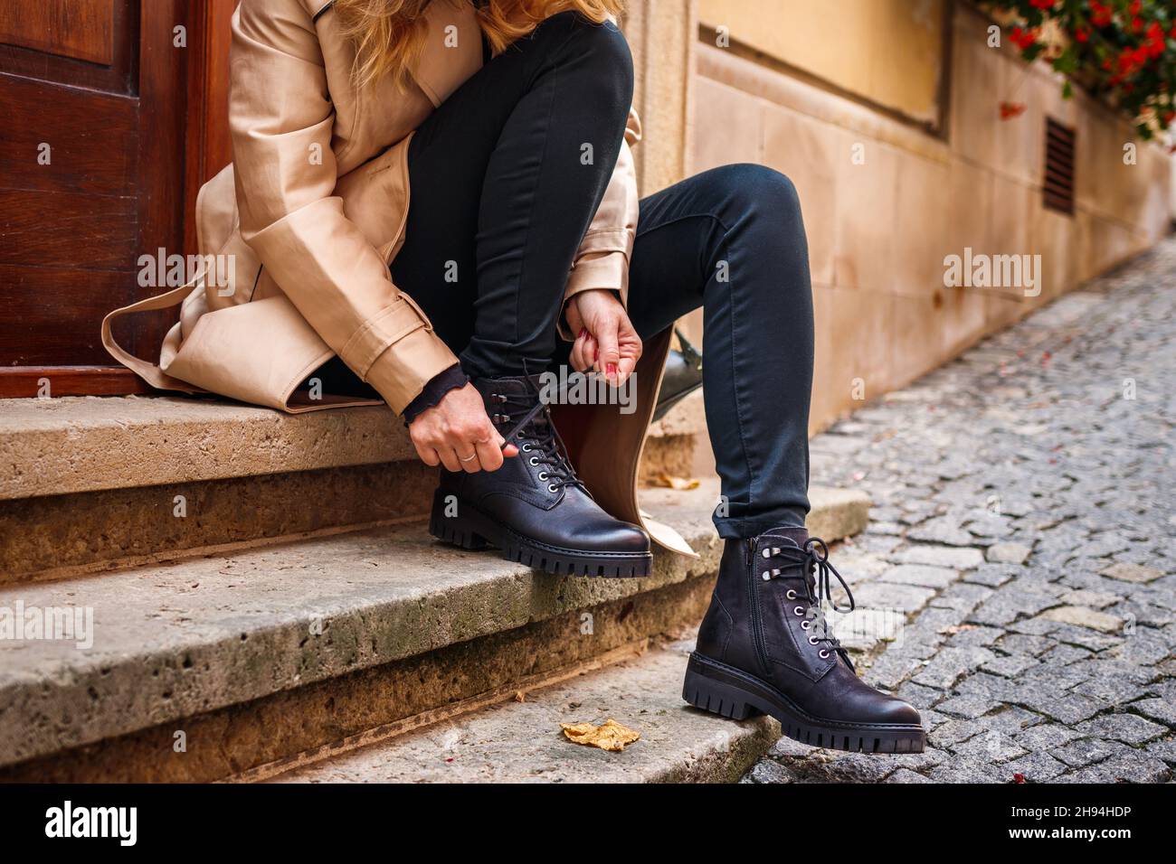 Leather trench coat hi-res stock photography and images - Alamy