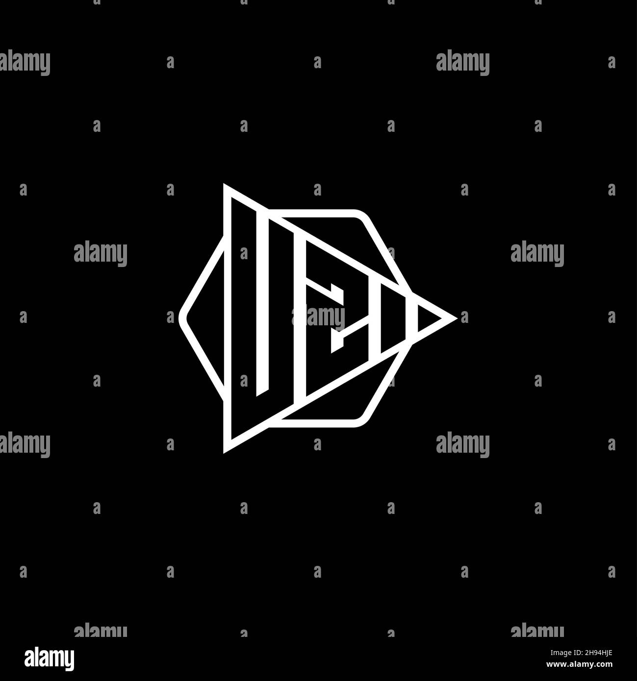 UZ Monogram logo letter with triangle play button shape hexagonal rounded. Triangle circle monogram logo, triangle shield logo letter. Stock Vector