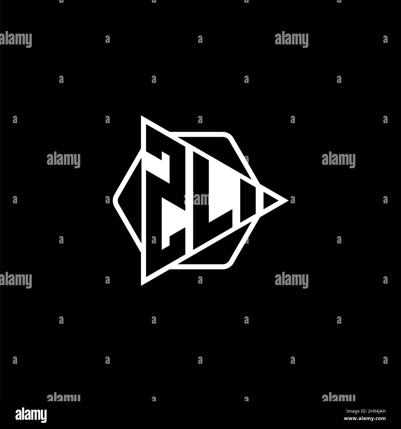 ZL Monogram logo letter with triangle play button shape hexagonal ...