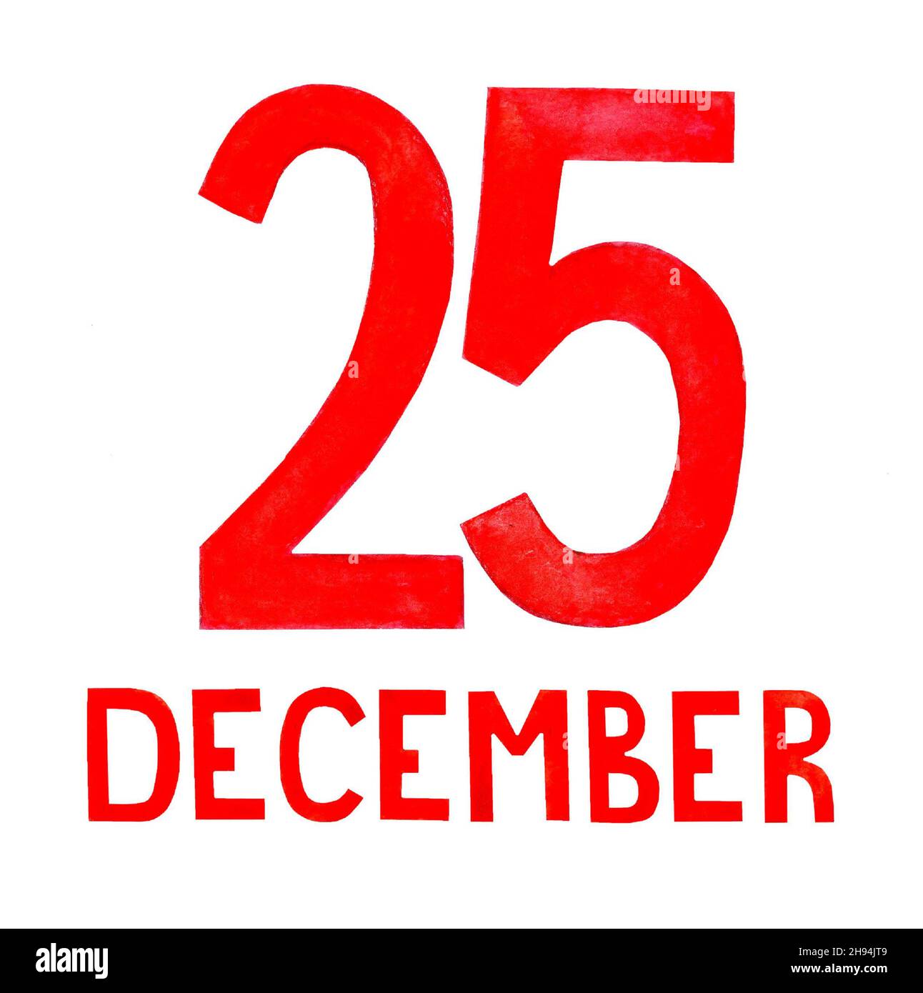 The date is December 25th written in red. Religious holiday Catholic