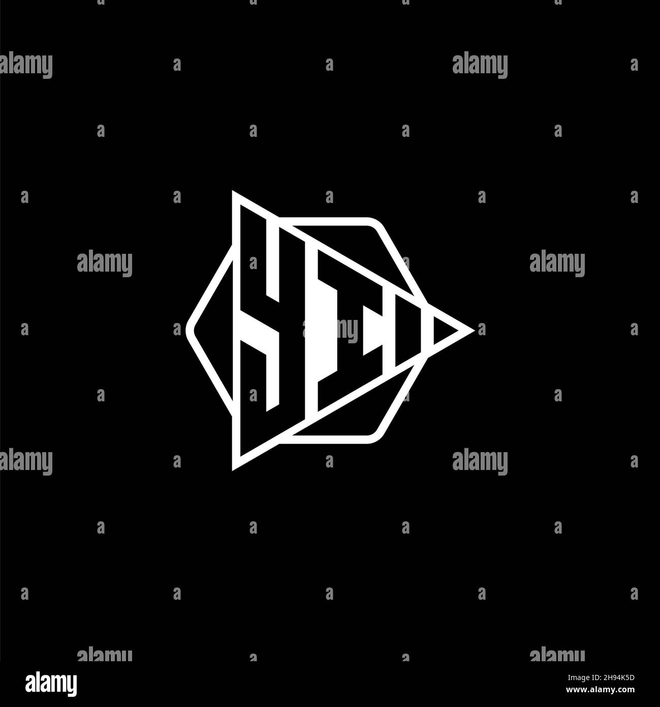 YI Monogram logo letter with triangle play button shape hexagonal rounded. Triangle circle monogram logo, triangle shield logo letter. Stock Vector