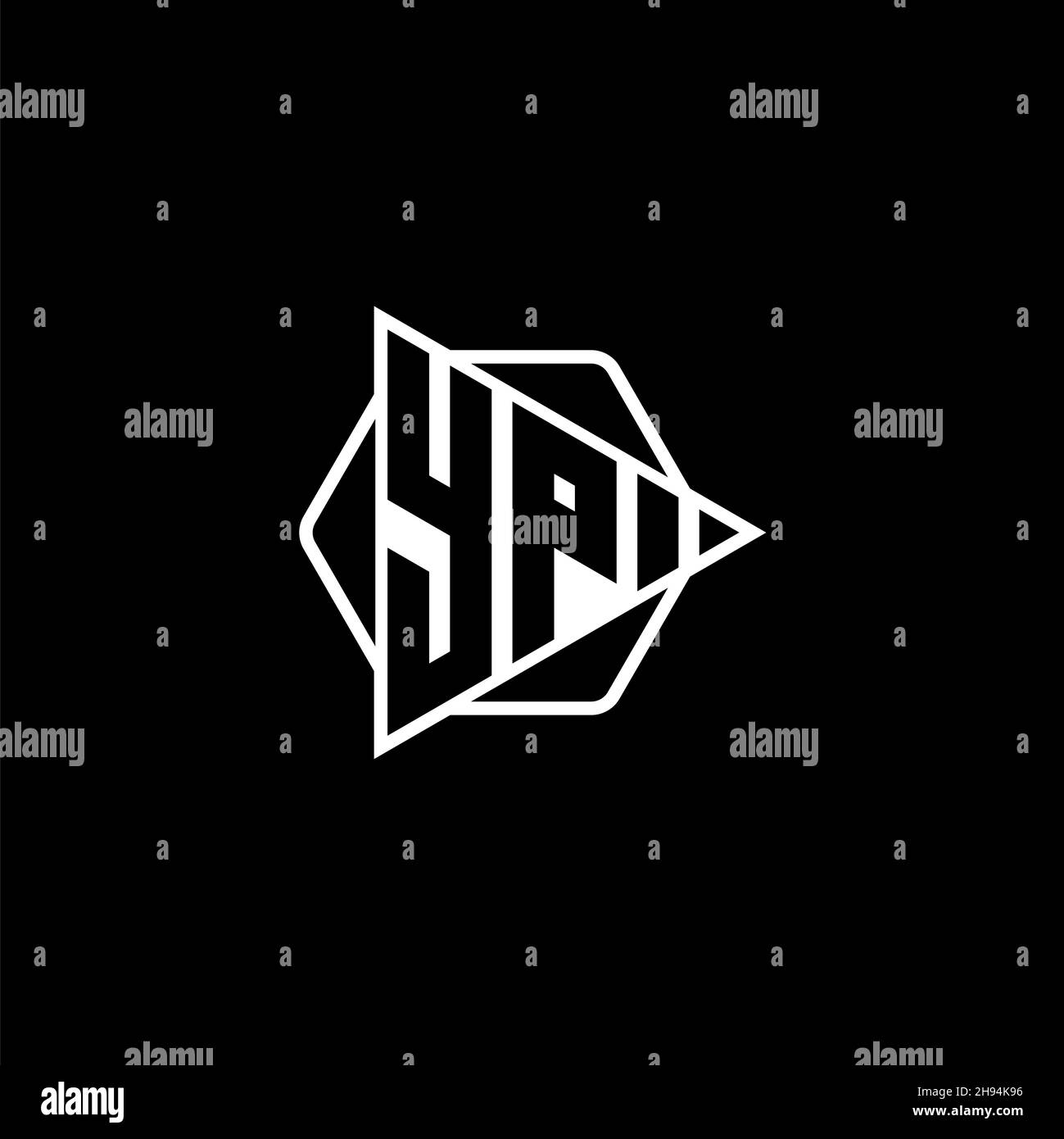 YP Monogram logo letter with triangle play button shape hexagonal rounded. Triangle circle monogram logo, triangle shield logo letter. Stock Vector