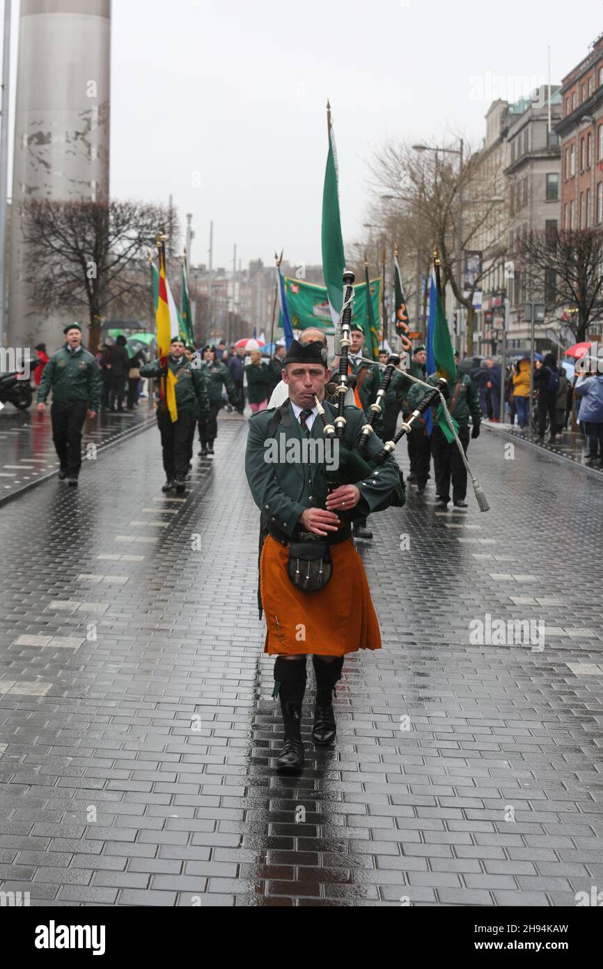 Irish Republicans marching in Dublin on Easter Monday. Stock Photo