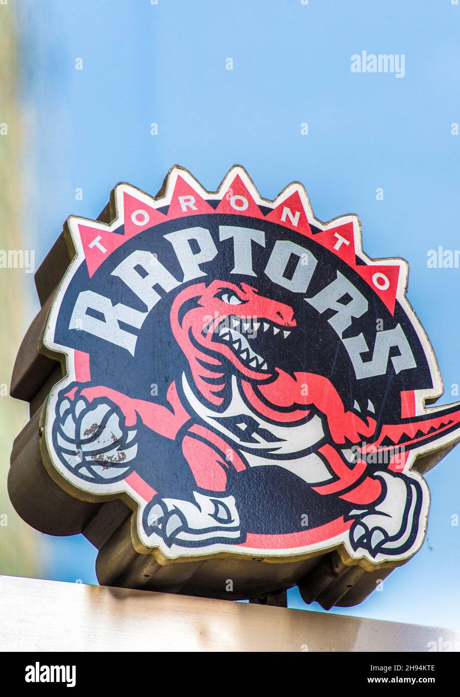 Emblem of NBA Toronto Raptors professional basketball team. Nov. 22, 2021 Stock Photo