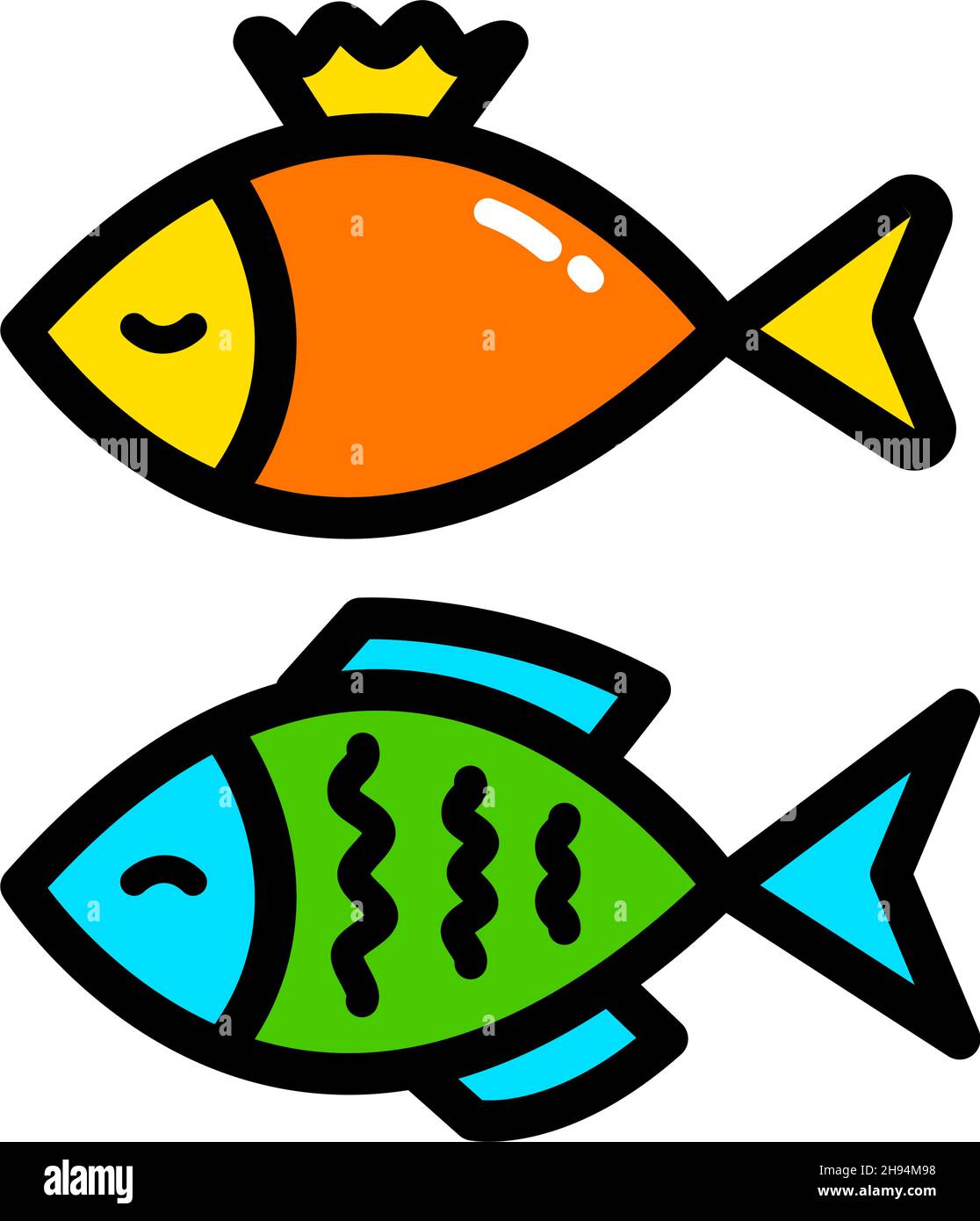 Set of simple fish icons. Vector color illustration in flat style ...