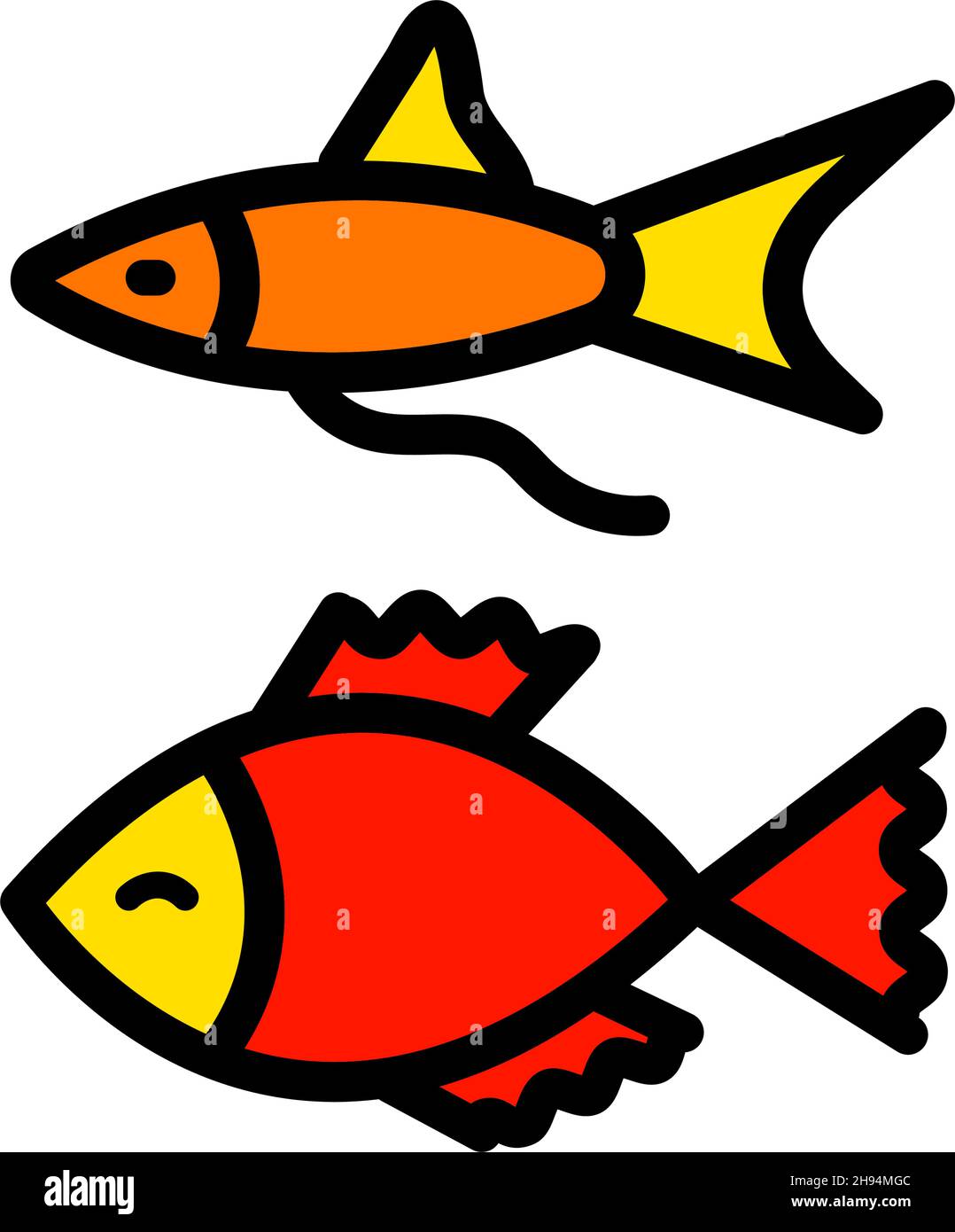 Fishes set of color vector icons. Aquarium fish. Symbol, emblem, sign ...