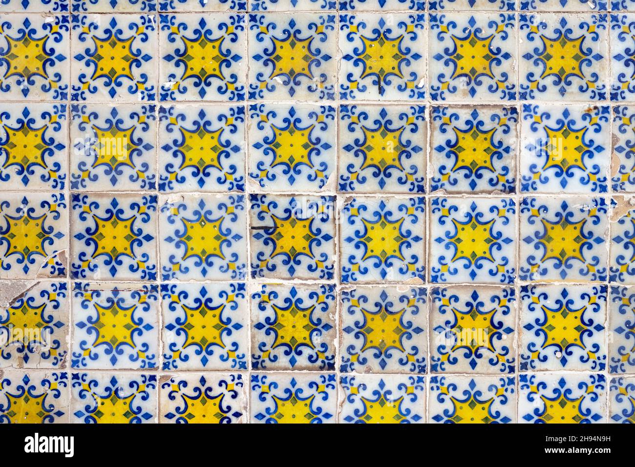 Background from a wall made of typical portuguese tiles Stock Photo