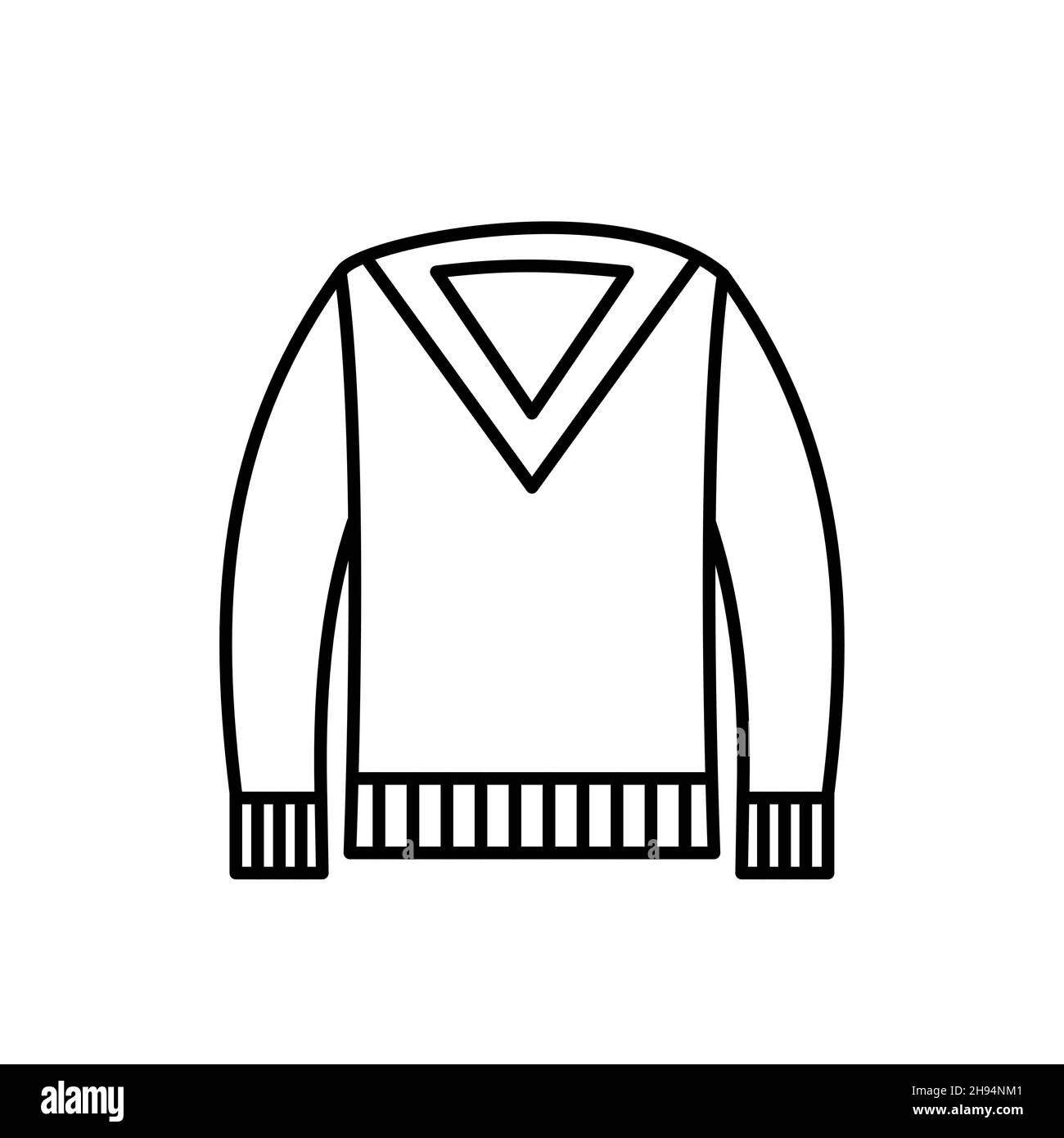 Outline, simple vector sweater icon isolated on white background. esp Stock Vector